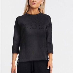 Kappa Embossed Sweatshirt with Side Splits in Black Size Medium
